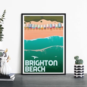Brighton Beach, Melbourne / Arte ilustrativo de pared con impresión de viajes / 4x6 5x7 A4 A3 A2 A1