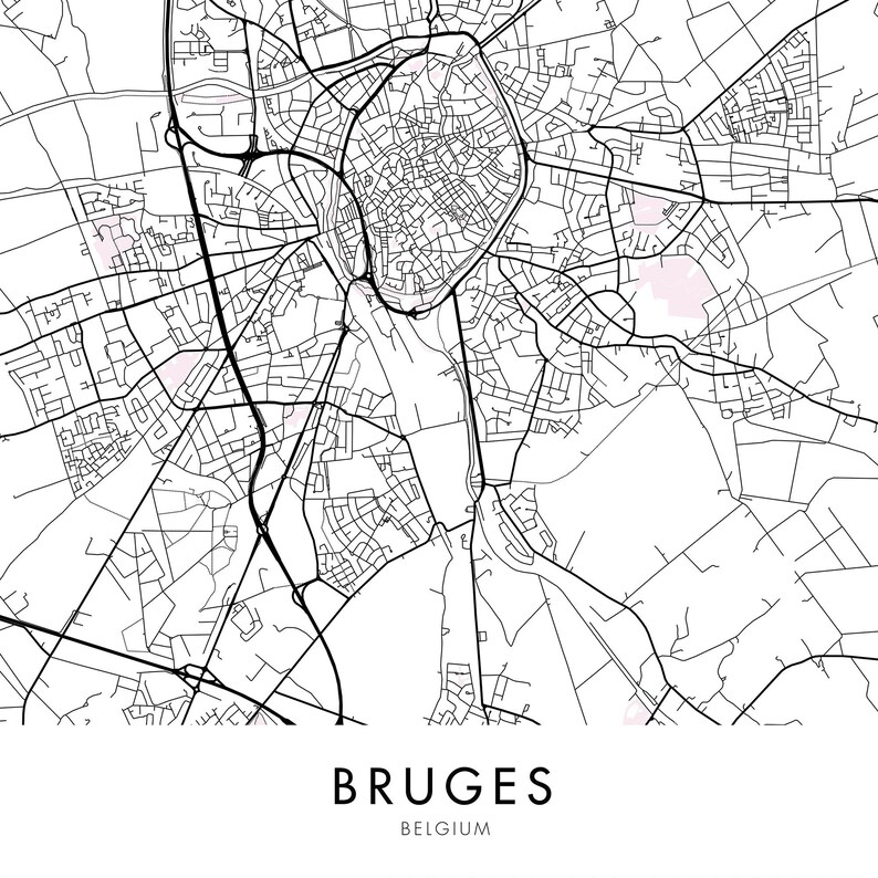 Bruges Belgium City Map Print Wall Art Print at Home - Etsy