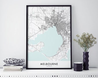 Melbourne, Victoria, Australia Art, City Map Print Wall Art | A4 A3 A2 A1