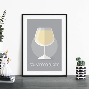 Sauvignon Blanc vino ilustrativo impresión pared arte / 4x6 5x7 A4 A3 A2 A1