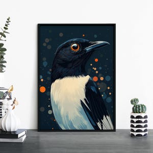 Impresión ilustrativa de urraca / Aves australianas / Arte mural / A4 / A3 / A2 / A1