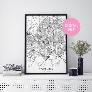 Coventry, England UK City Map Print Wall Art | Print At Home | Digital Download File