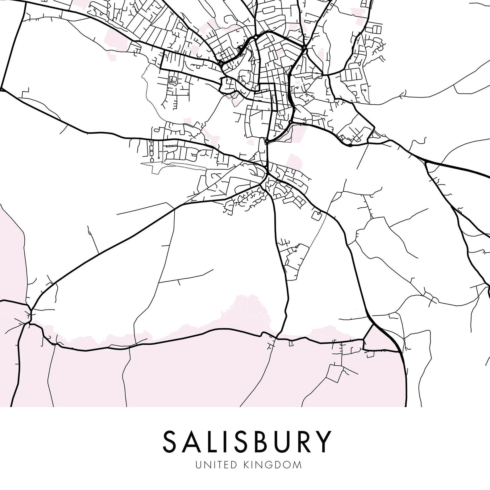 Salisbury England UK City Map Print Wall Art Print at Home Etsy UK