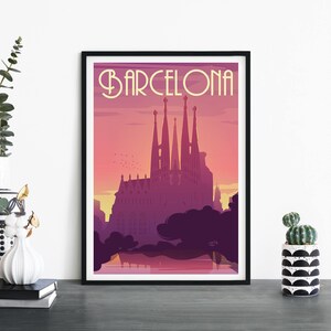Barcelona, España / Arte ilustrativo de pared con impresión de viajes / 4x6 5x7 A4 A3 A2 A1