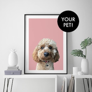 Custom Illustrated Personalized Pet Portrait Print Wall Art