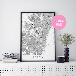 Bogotá, Colombia City Map Print Wall Art | Print At Home | Digital Download File