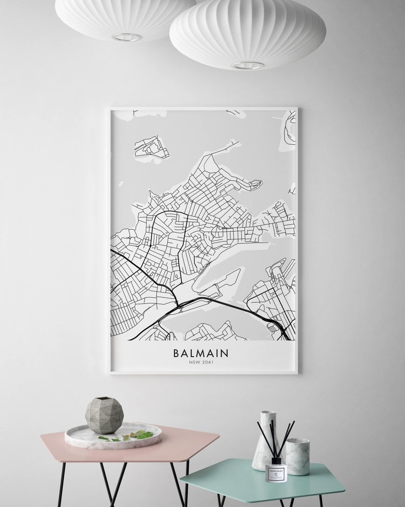 Balmain, Sydney, Australia Art, City Map Print Wall Art | A4 A3 A2 A1 ...