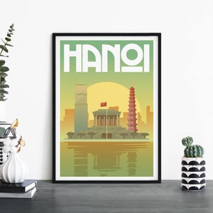 Hanói, Vietnam / Arte ilustrativo de la pared de la impresión de viajes / 4x6 5x7 A4 A3 A2 A1