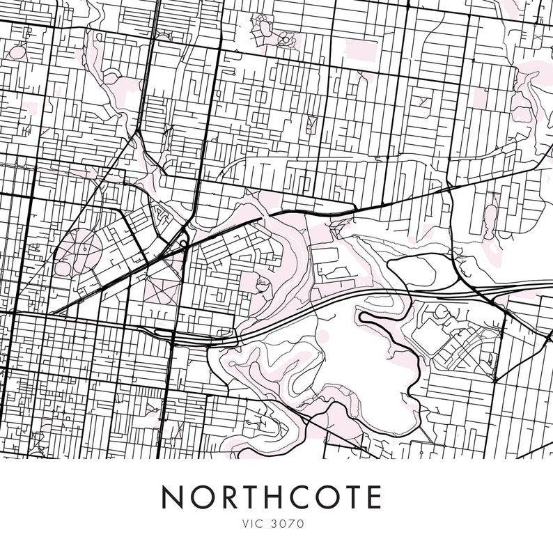 Northcote Melbourne Art City Map Print Wall Art A4 A3 A2 Etsy