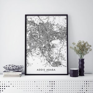 Addis Ababa, Ethiopia Art, City Map Print Wall Art | A4 A3 A2 A1