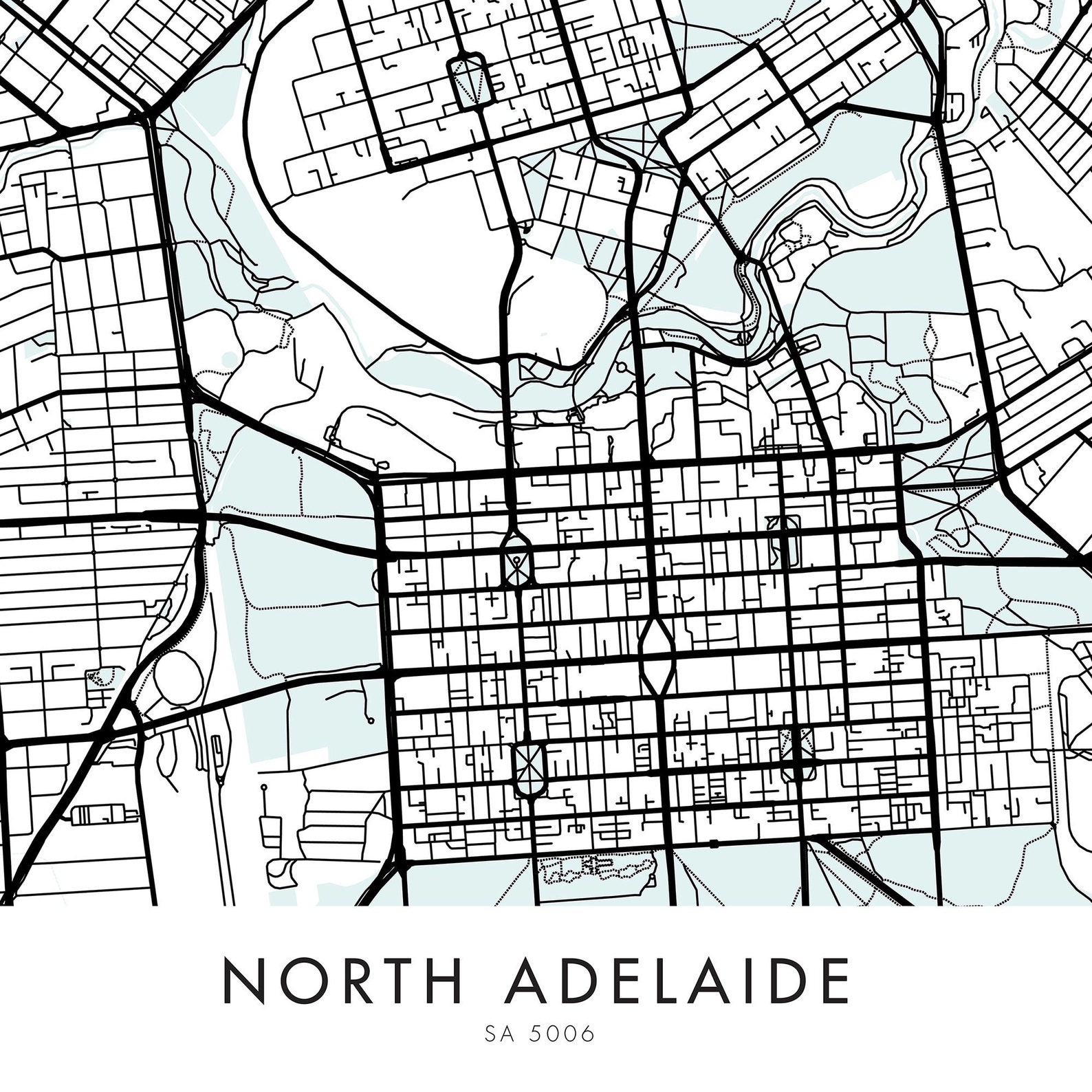 North Adelaide Adelaide Australia City Map Print Wall Art Etsy