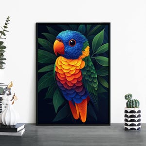 Impresión ilustrativa de lori / aves australianas / Arte mural / A4 / A3 / A2 / A1