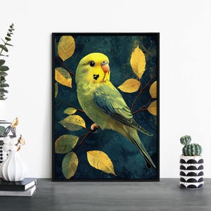 Impresión ilustrativa de periquitos australianos / Arte mural / A4 A3 A2 A1