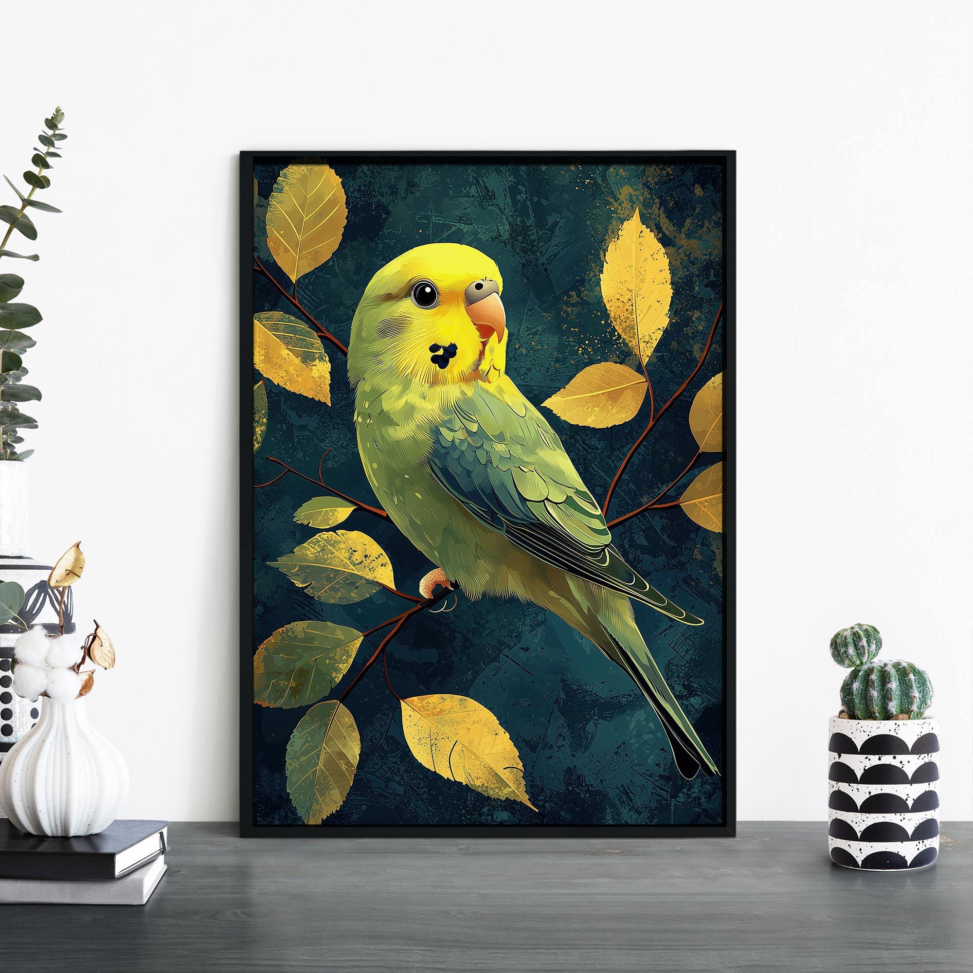 セキセイインコ | オーストラリアの鳥のイラストプリント ウォール
