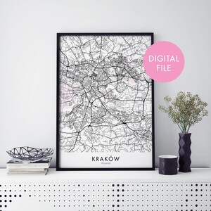 Kraków, Poland City Map Print Wall Art | Print At Home | Digital Download File