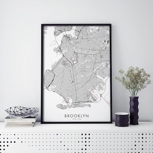 Brooklyn, New York City Art, Map Print Wall Art | A4 A3 A2 A1