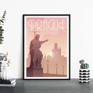 Praga, República Checa, Arte de pared ilustrativo de viaje, 4 x 6 5 x 7 A4 A3 A2 A1