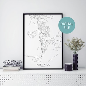 Port Vila, Vanuatu Mapa de la ciudad Print Wall Art / Print At Home / Digital Download File