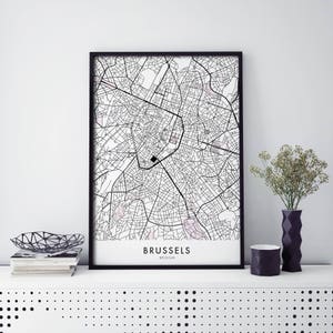 Brussels, Belgium City Map Print Wall Art Poster | A4 A3 A2 A1