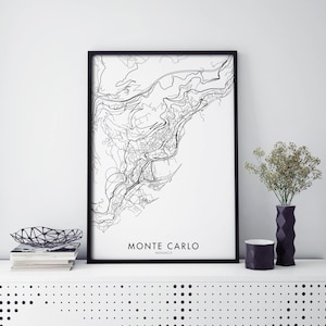 Monte Carlo, Monaco Art, City Map Print Wall Art | A4 A3 A2 A1