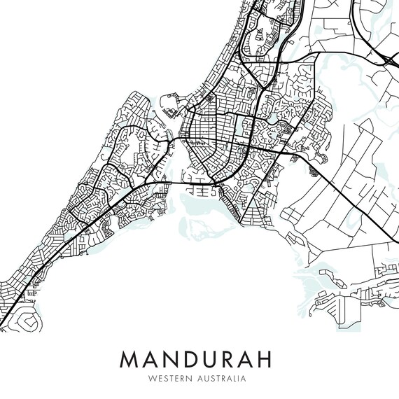 City Of Mandurah Mapping Mandurah Western Australia Australia Art City Map Print | Etsy Hong Kong