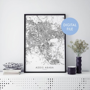 Addis Abeba, Etiopía Mapa de la ciudad Print Wall Art / Print At Home / Digital Download File