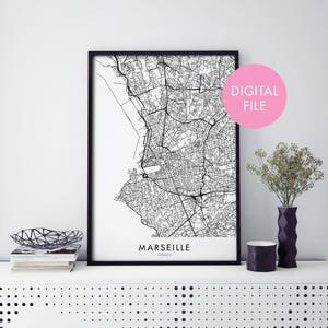 Marseille, Frankreich Stadtplan Druck Wandkunst | Druck zu Hause | Digital Download Datei
