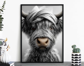 Baby Highland Cow Print Wall Art | A4 A3 A2 A1