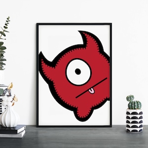 Nicholas / Red Monster Kids Children's Print Wall Art / 4x6 5x7 A4 A3 A2 A1