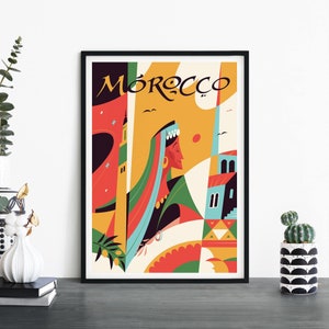 Marruecos, Arte de pared ilustrativo de viaje, 4 x 6 5 x 7 A4 A3 A2 A1