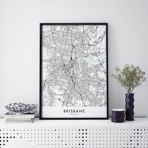 Brisbane, Queensland, Australia Arte, City Map Print Wall Art / A4 A3 A2 A1