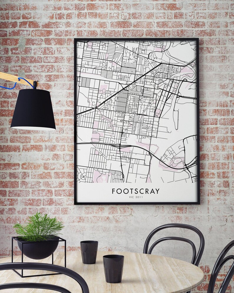 Footscray Melbourne City Map Print Wall Art Print at Home Etsy Australia