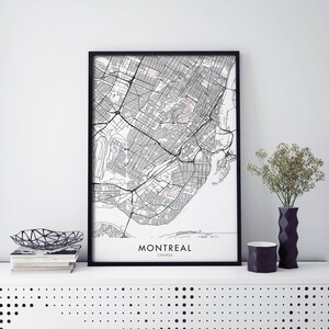 Montréal, Canada Art, Carte de la ville Imprimer Art mural | A4 A3 A2 A1