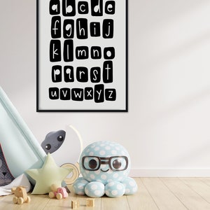 Alphabet Black & White Text Poster Print Wall Art Childrens Kids Boys Girls Nursery Bedroom A4 A3 A2 A1 image 2