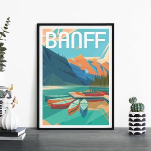 Banff, Canadá / Arte ilustrativo de la pared de la impresión de viajes / 4x6 5x7 A4 A3 A2 A1