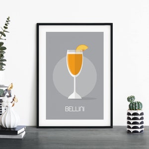Bellini Cóctel Ilustrativo Imprimir Arte de Pared / 4x6 5x7 A4 A3 A2 A1