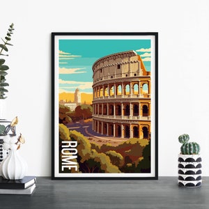 Roma, Italia, Arte de pared ilustrativo de impresión de viaje, 4 x 6 5 x 7 A4 A3 A2 A1