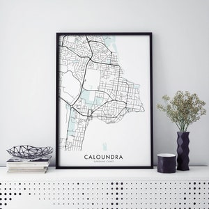 Caloundra, Sunshine Coast, Queensland, Australia Art, City Map Print Wall Art | A4 A3 A2 A1