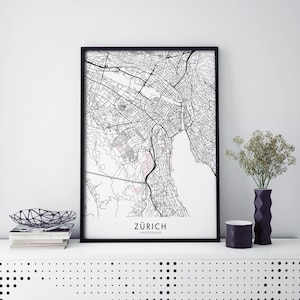 Zürich, Switzerland Art, City Map Print Wall Art | A4 A3 A2 A1
