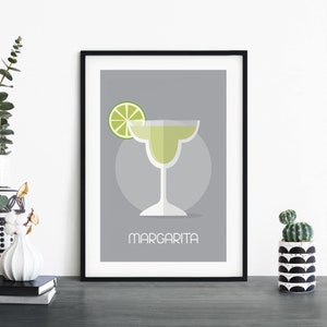 Arte de pared de impresión ilustrativa de cóctel Margarita / 4x6 5x7 A4 A3 A2 A1