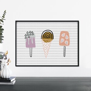 Delicioso delicioso helado Ilustrativo para niños Impresión infantil Arte de pared / 4x6 5x7 A4 A3 A2 A1
