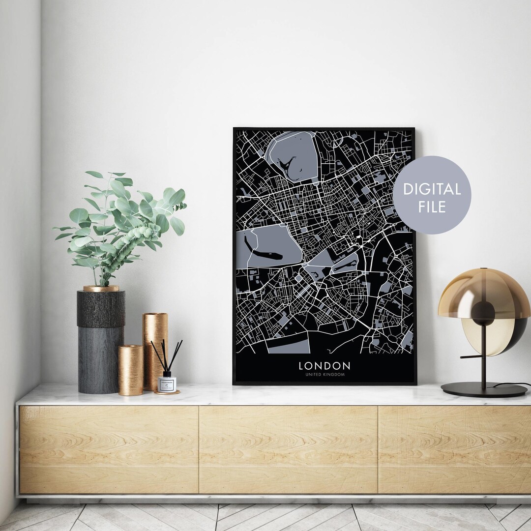 London Art, City Map Print Wall Art | Print at Home | Digital Download ...