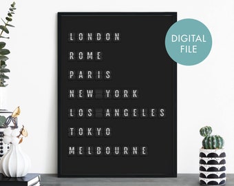 DIGITAL DOWNLOAD Custom Destination Poster Print Wall Art - Downloadable JPEG File