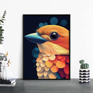 Impresión ilustrativa de cucaburra / Aves australianas / Arte mural / A4 / A3 / A2 / A1