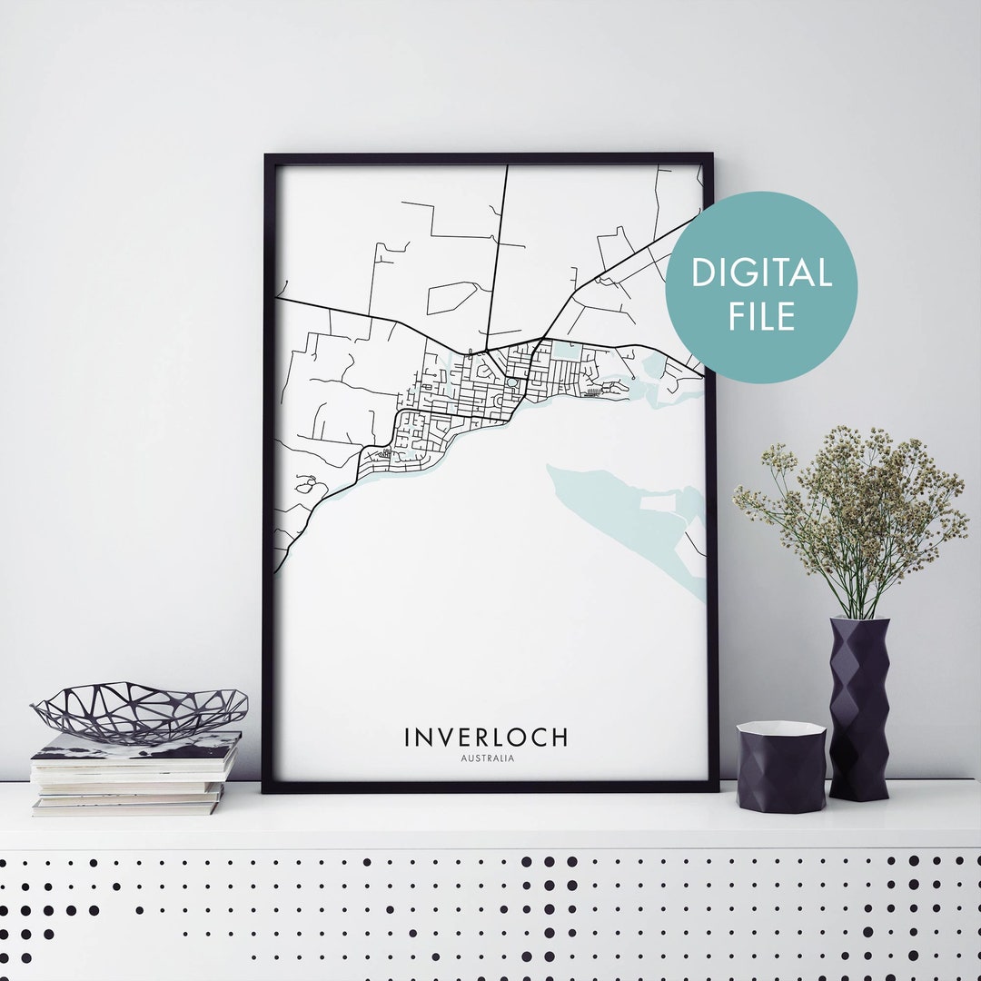 Inverloch, Victoria, Australia City Map Print Wall Art Print at Home
