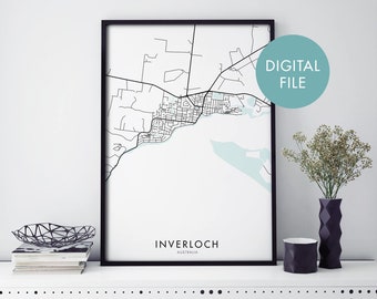 Inverloch, Victoria, Australia City Map Print Wall Art | Print At Home | Digital Download File