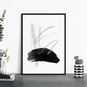Black & Gold Abstract Print Wall Art | 4x6 5x7 A4 A3 A2 A1