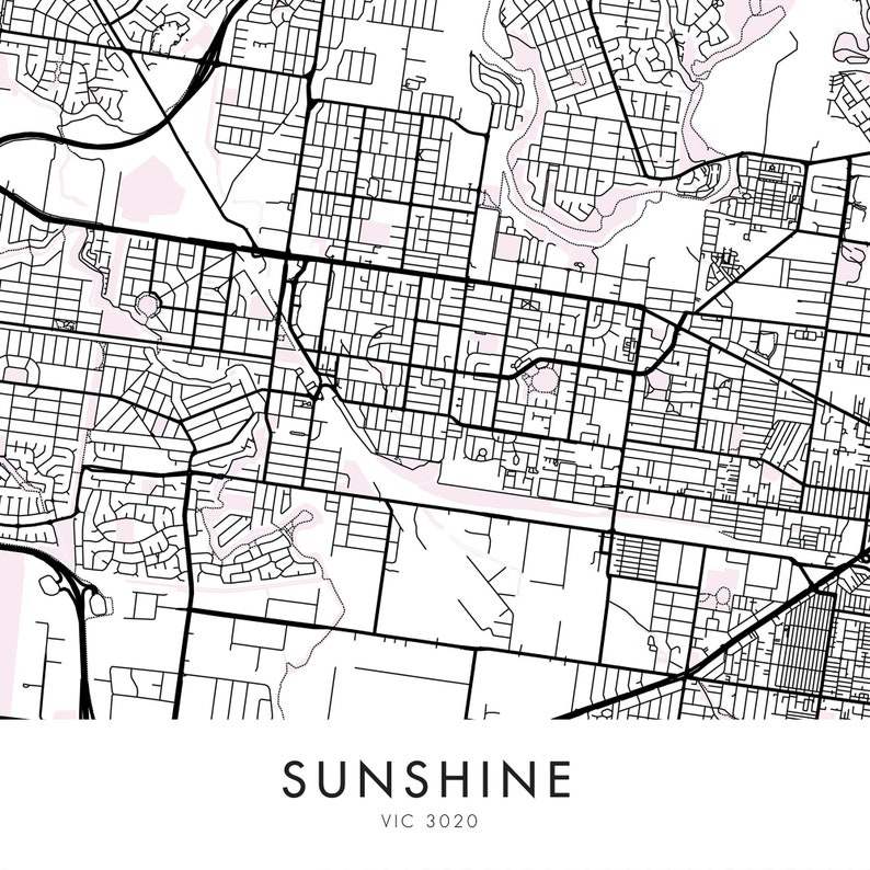 Digital Download File Melbourne City Map Print Wall Art Sunshine Print At Home