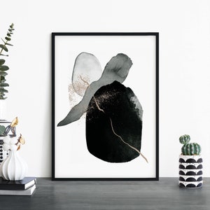 Black & Gold Abstract Print Wall Art | 4x6 5x7 A4 A3 A2 A1