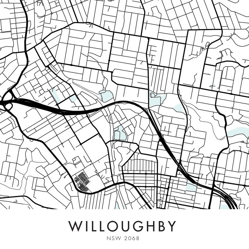 Willoughby Sydney Australia City Map Print Wall Art Print Etsy